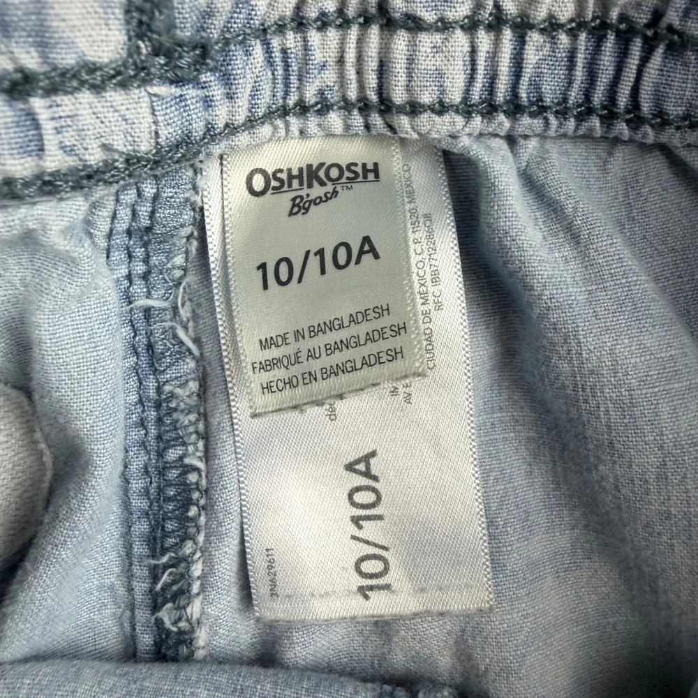 OshKosh B'gosh Shorts Boys 10 Blue Tropical Palm Tree Dinosaur Print Cotton